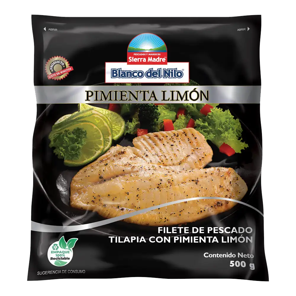 Filete de Tilapia Pimienta Limon Blanco del Nilo pescados y mariscos Sierra Madre