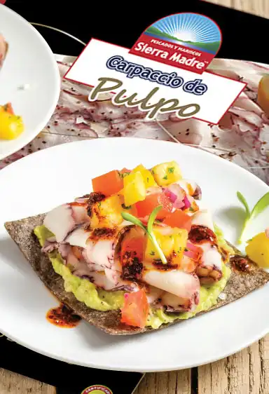 receta tostadas azules con carpaccio de pulpo